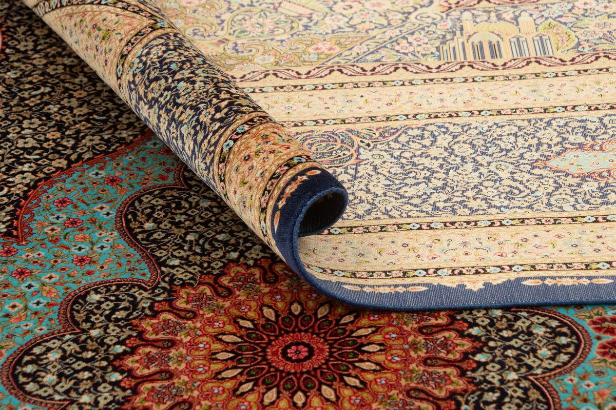 Rechteck Teppich Ghom Design in Hellblau von Hadorn™ - Lifestyle Image