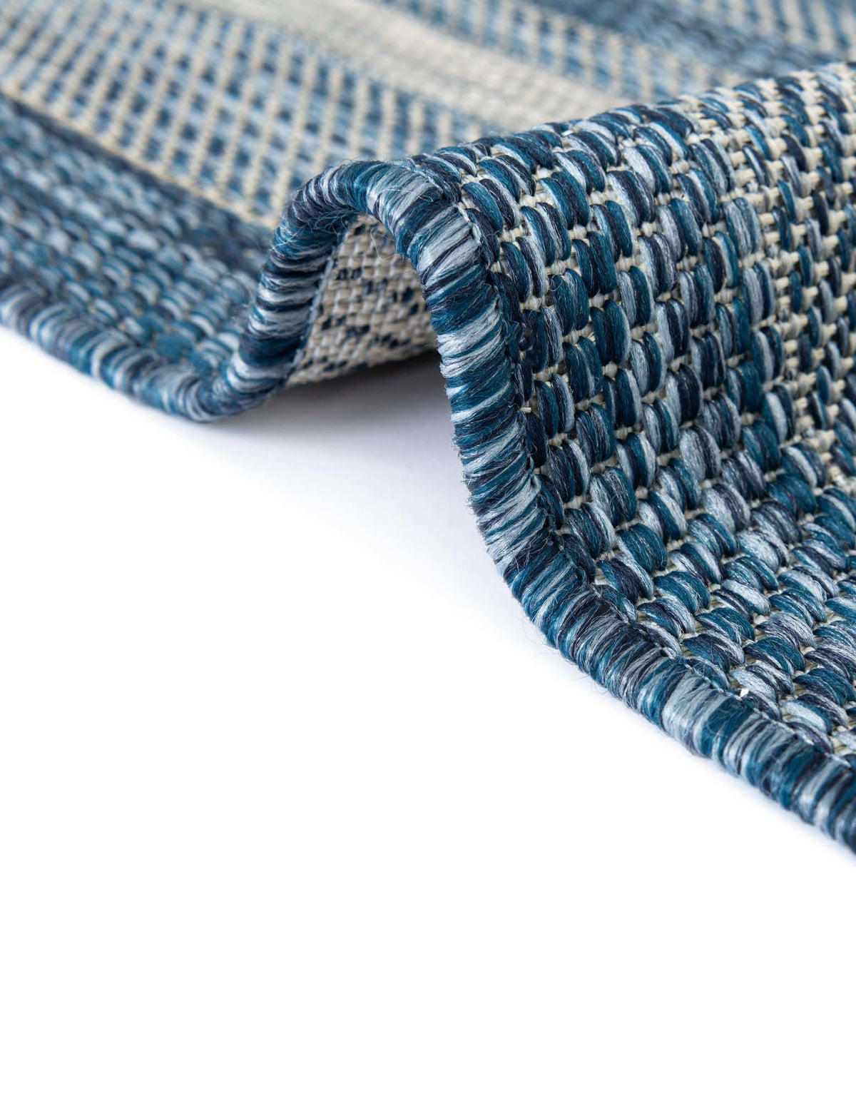 Rund Outdoor Teppich Tulum Outdoor in Blau von Hadorn™ - Lifestyle Image