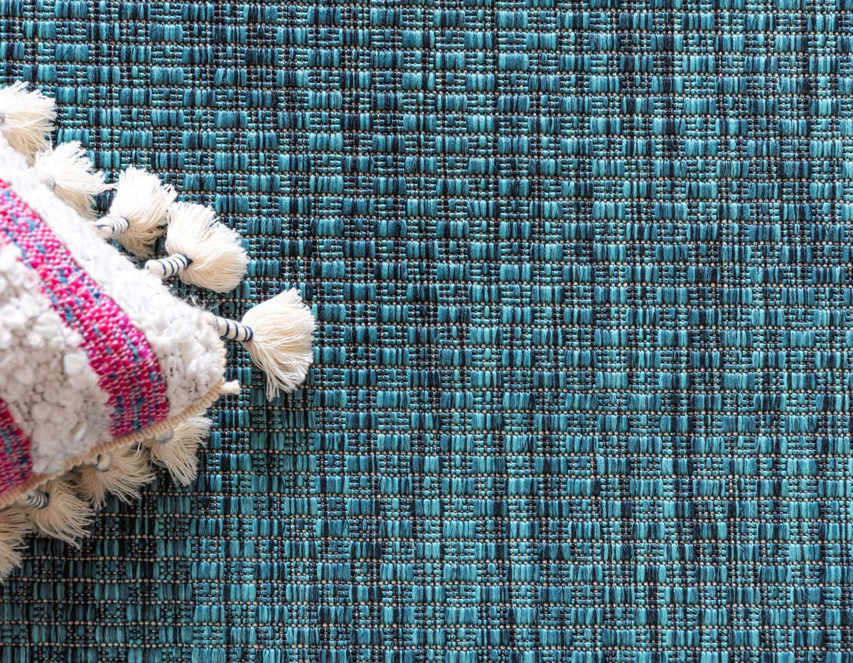 Rechteck Outdoor Teppich Tulum Outdoor in Blaugrün von Hadorn™ - Lifestyle Image