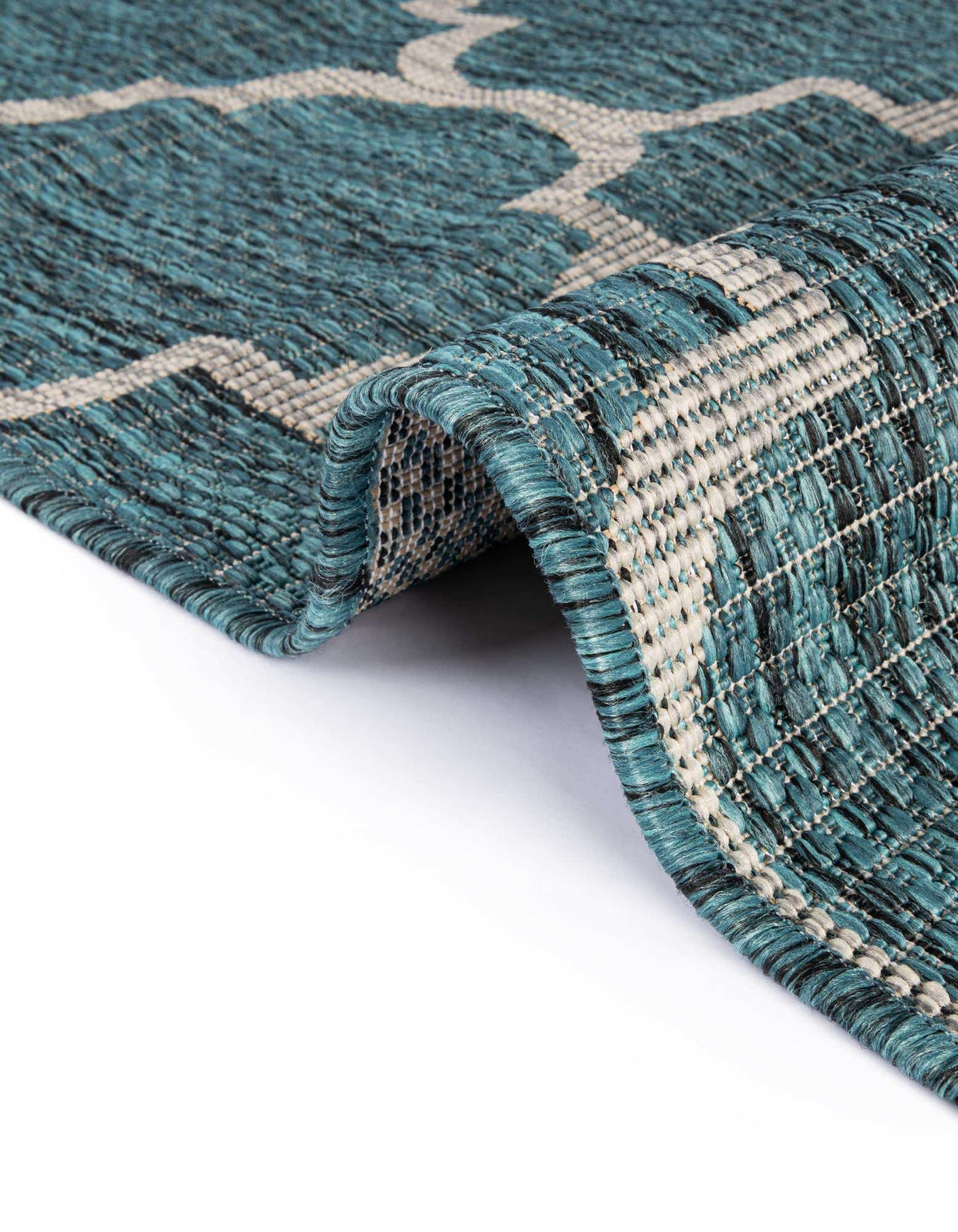 Rund Outdoor Teppich Tulum Outdoor in Blaugrün von Hadorn™ - Lifestyle Image