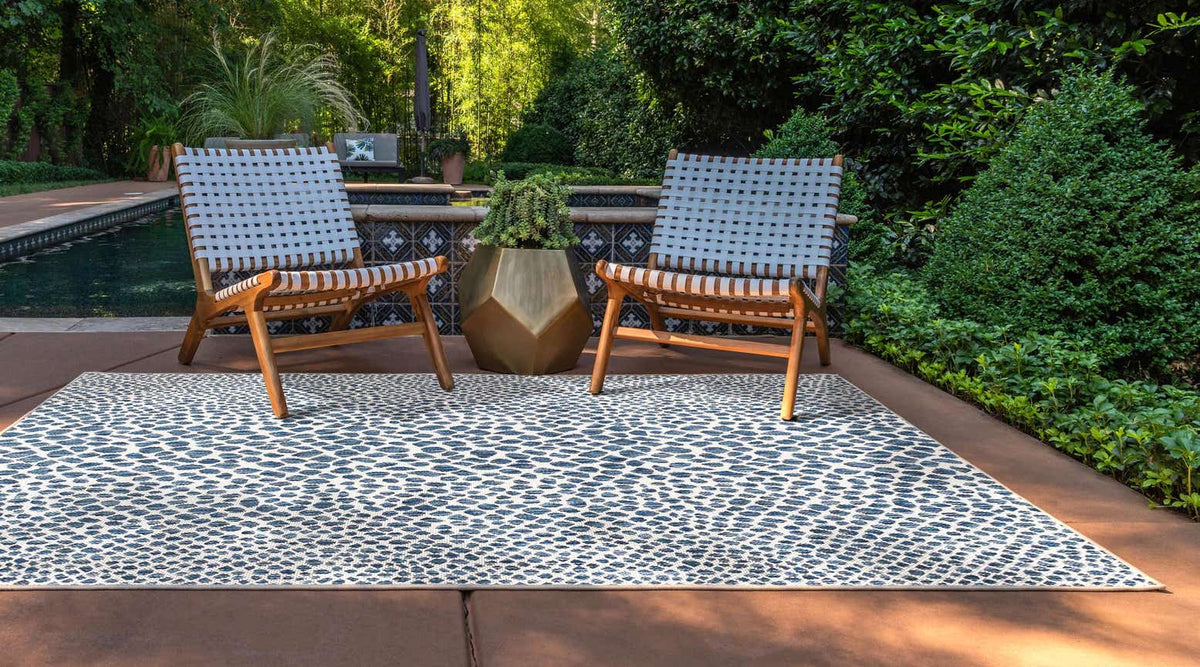 Rechteck Outdoor Teppich Tulum Outdoor in Blau von Hadorn™ - Lifestyle Image