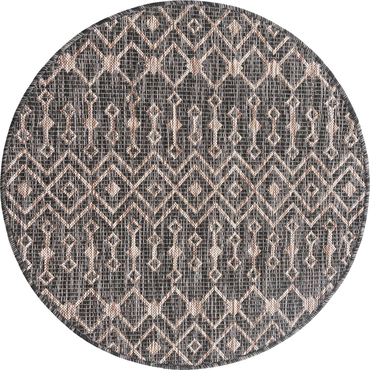 Rund Outdoor Teppich Tulum Outdoor in Anthrazit von Hadorn™ - Lifestyle Image