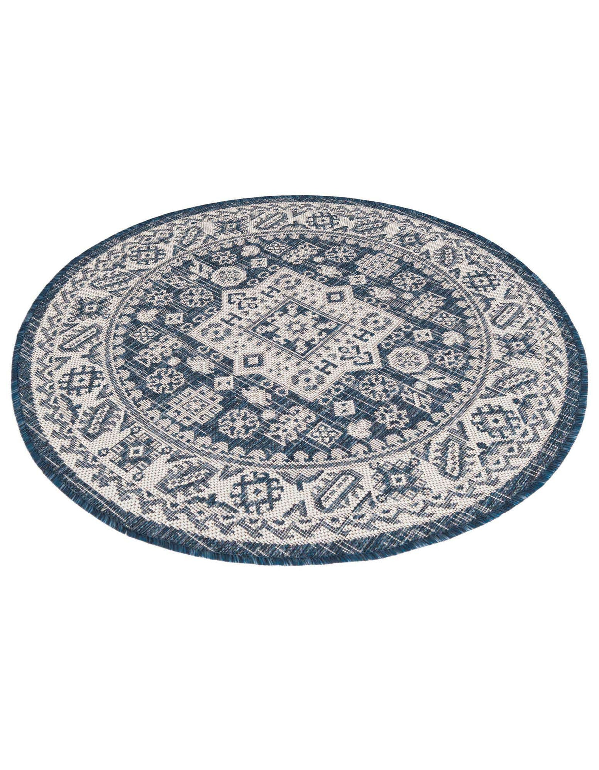 Rund Outdoor Teppich Tulum Outdoor in Blau von Hadorn™ - Lifestyle Image