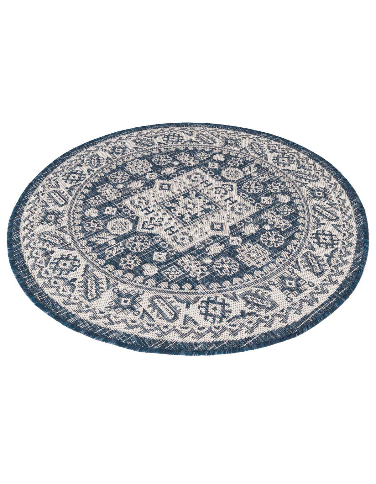 Rund Outdoor Teppich Tulum Outdoor in Blau von Hadorn™ - Lifestyle Image