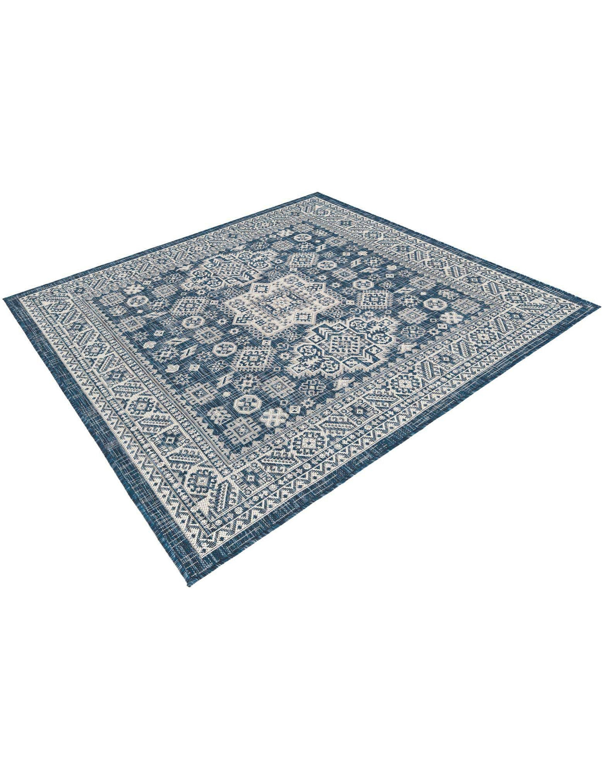 Quadratisch Outdoor Teppich Tulum Outdoor in Blau von Hadorn™ - Lifestyle Image