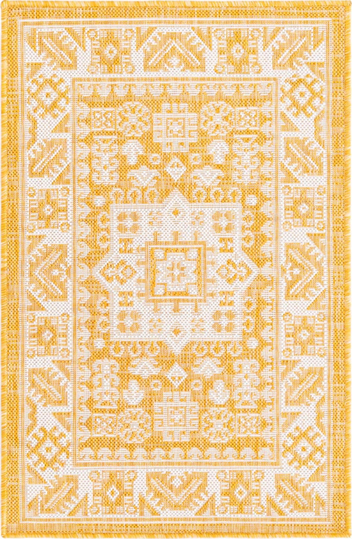 Rechteck Outdoor Teppich Tulum Outdoor in Gelb von Hadorn™ - Lifestyle Image