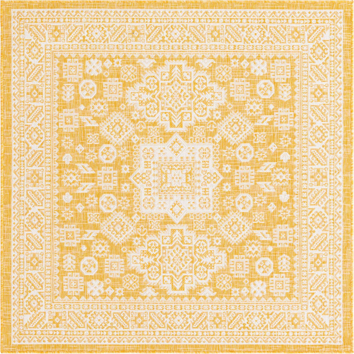 Quadratisch Outdoor Teppich Tulum Outdoor in Gelb von Hadorn™ - Lifestyle Image