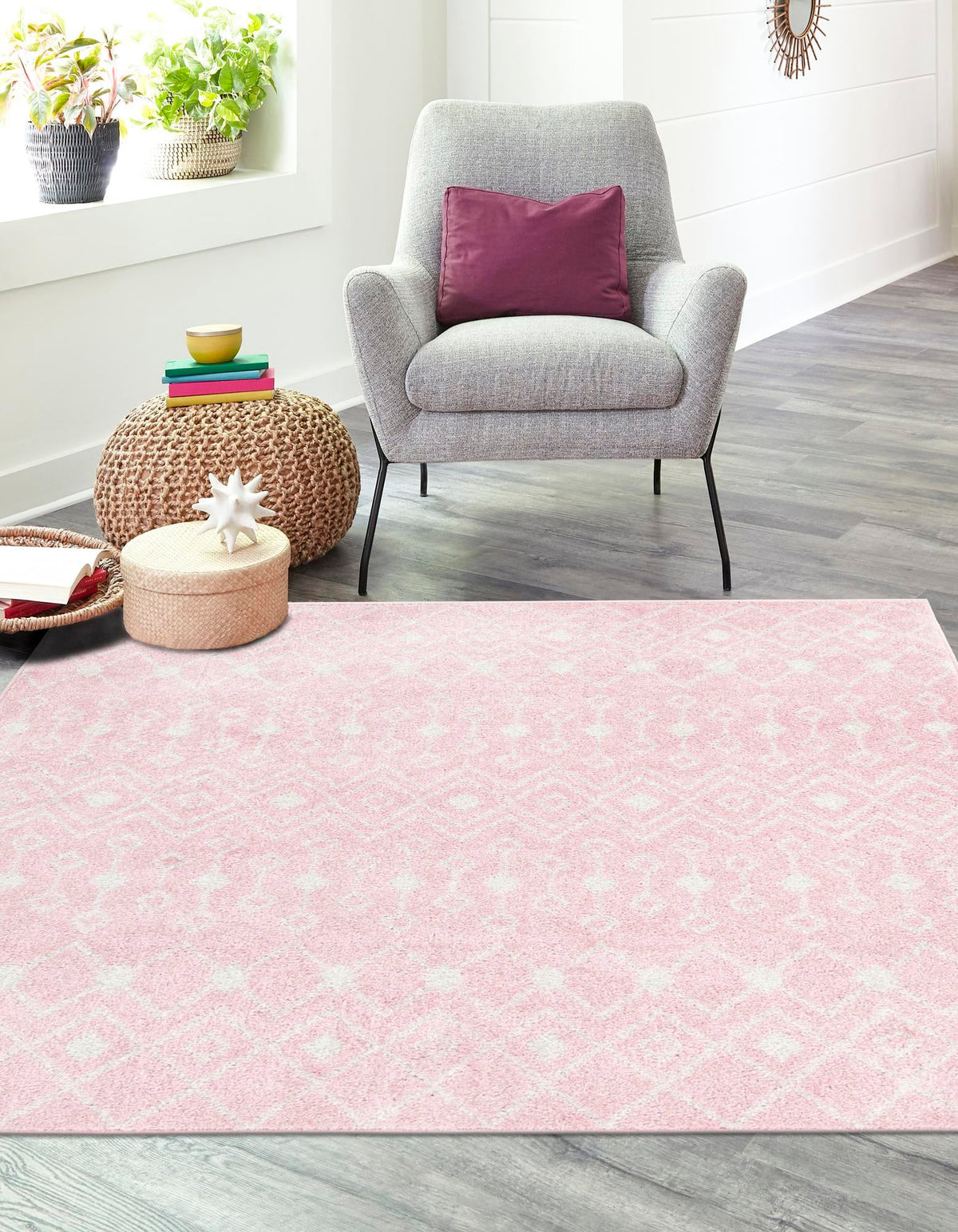 Quadratisch Teppich Moroccan Trellis in Rosa von Hadorn™ - Lifestyle Image