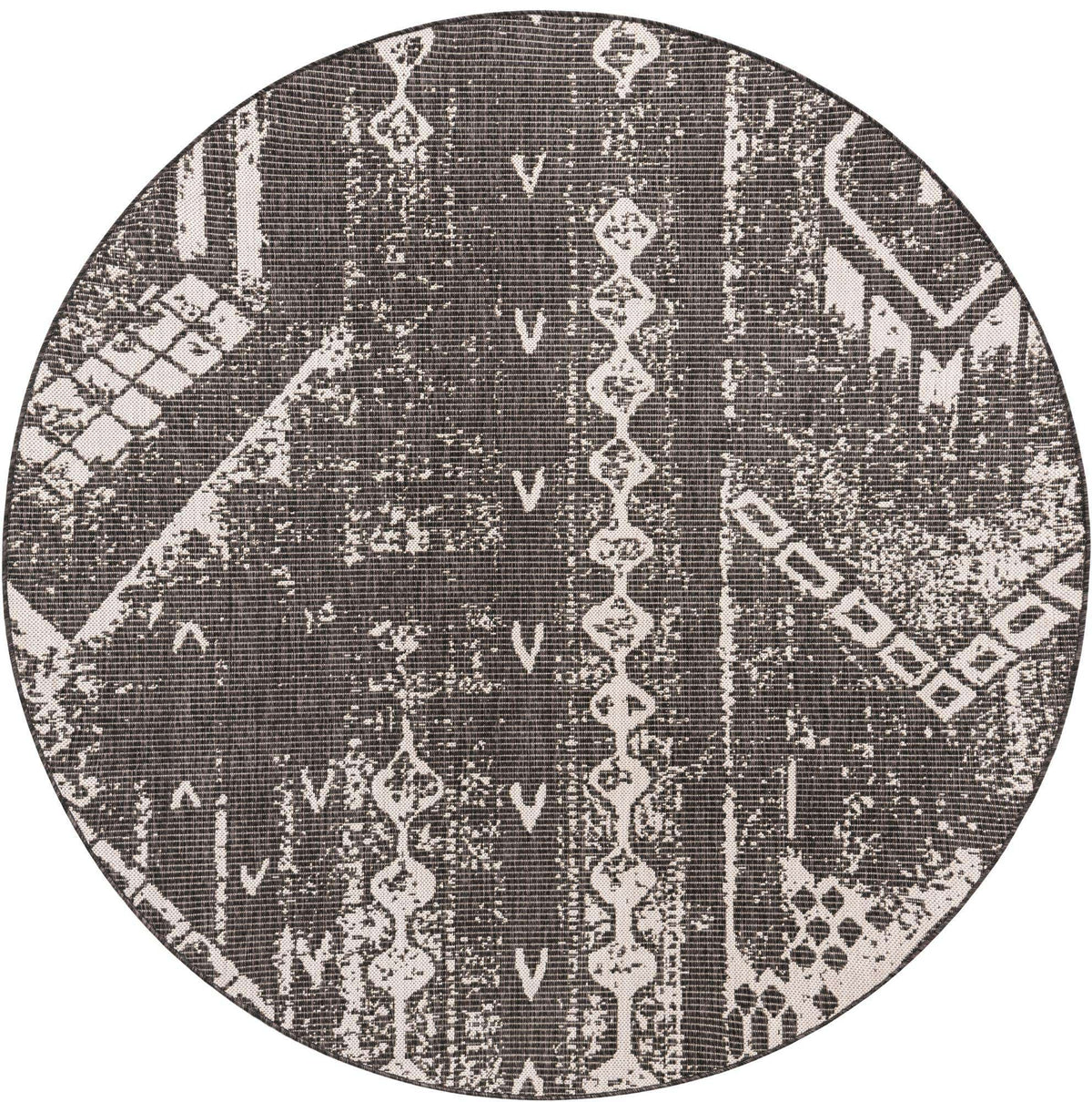 Rund Outdoor Teppich Outdoor Bohemian in Anthrazit von Hadorn™ - Lifestyle Image