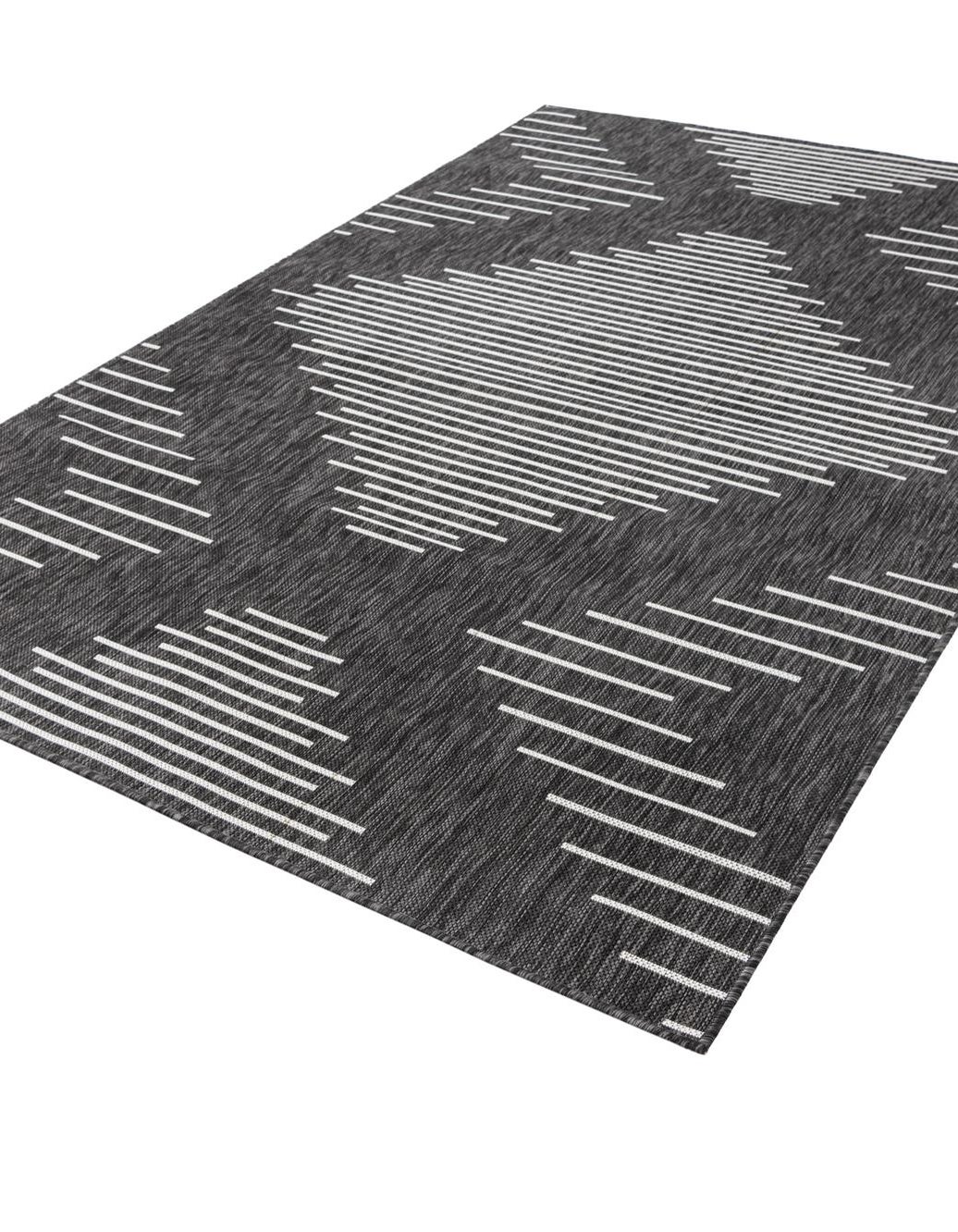 Rechteck Outdoor Teppich Tulum Outdoor Symetry in Anthrazit von Hadorn™ - Lifestyle Image