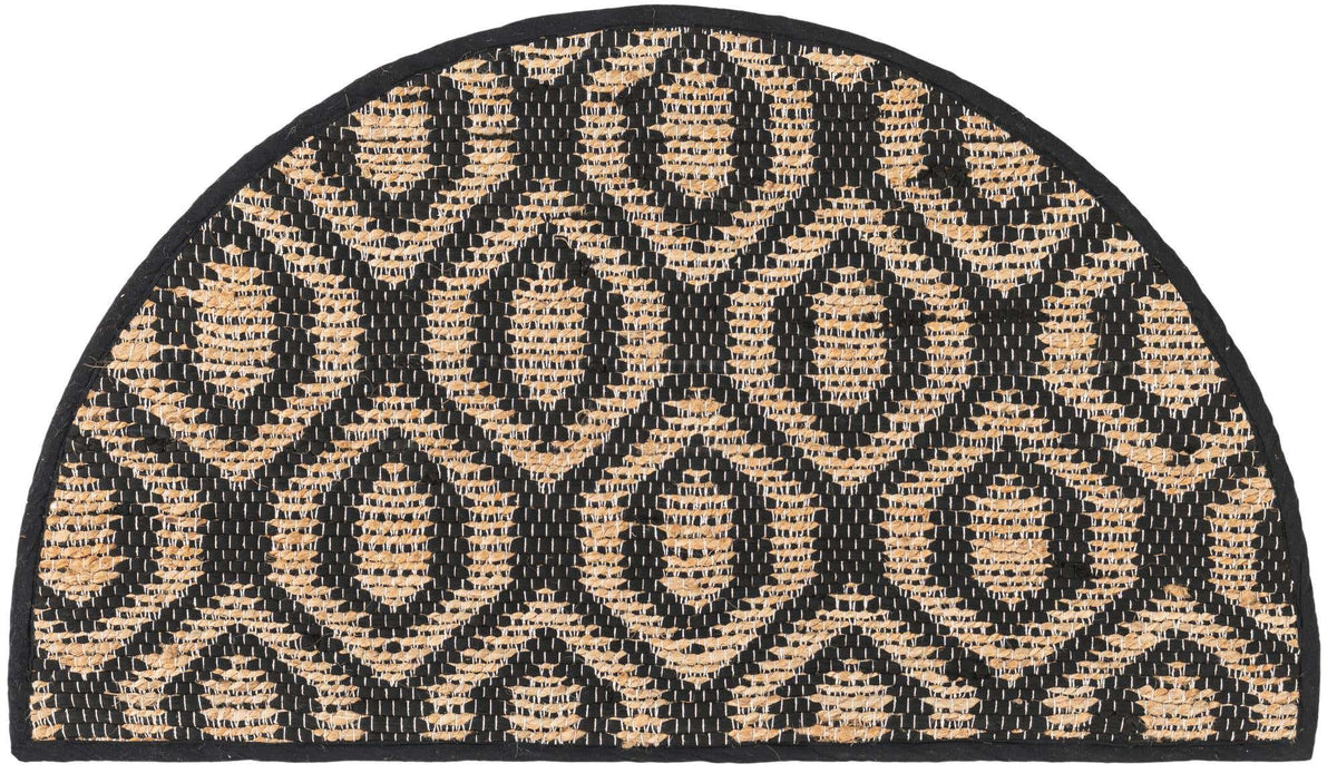 Halbkreis Handgeflochten Teppich Chindi Jute in Schwarz von Hadorn™ - Lifestyle Image