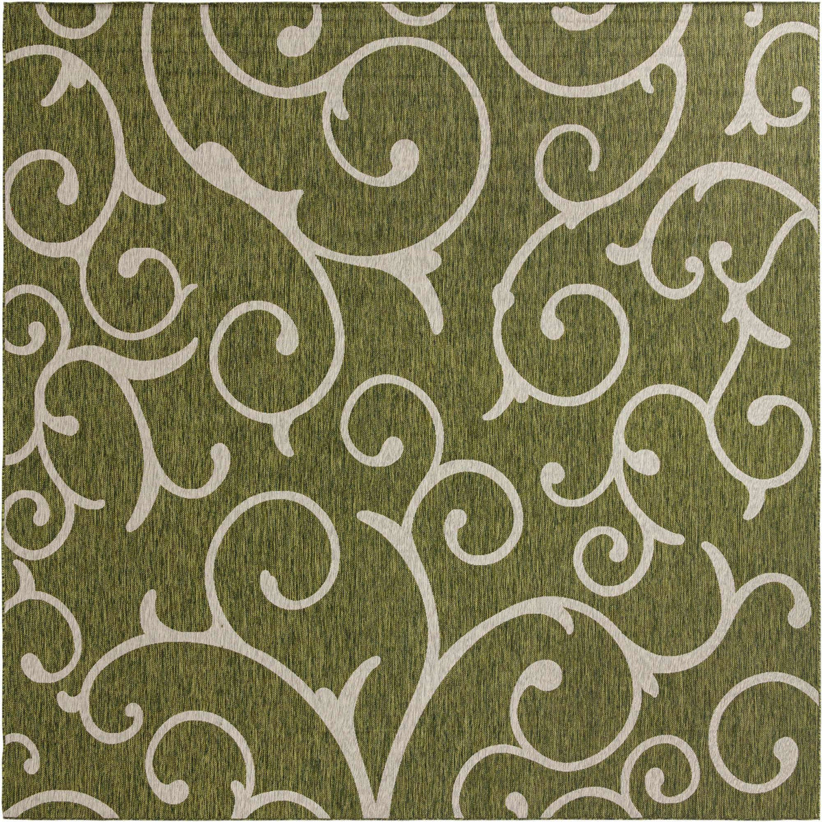 Quadratisch Outdoor Teppich Outdoor Botanical in Grün von Hadorn™ - Lifestyle Image
