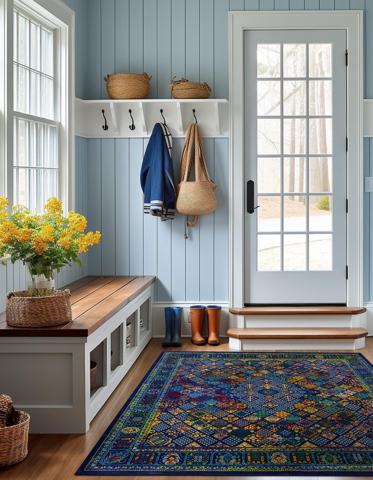 Quadratisch Teppich Calypso in Marineblau von Hadorn™ - Lifestyle Image