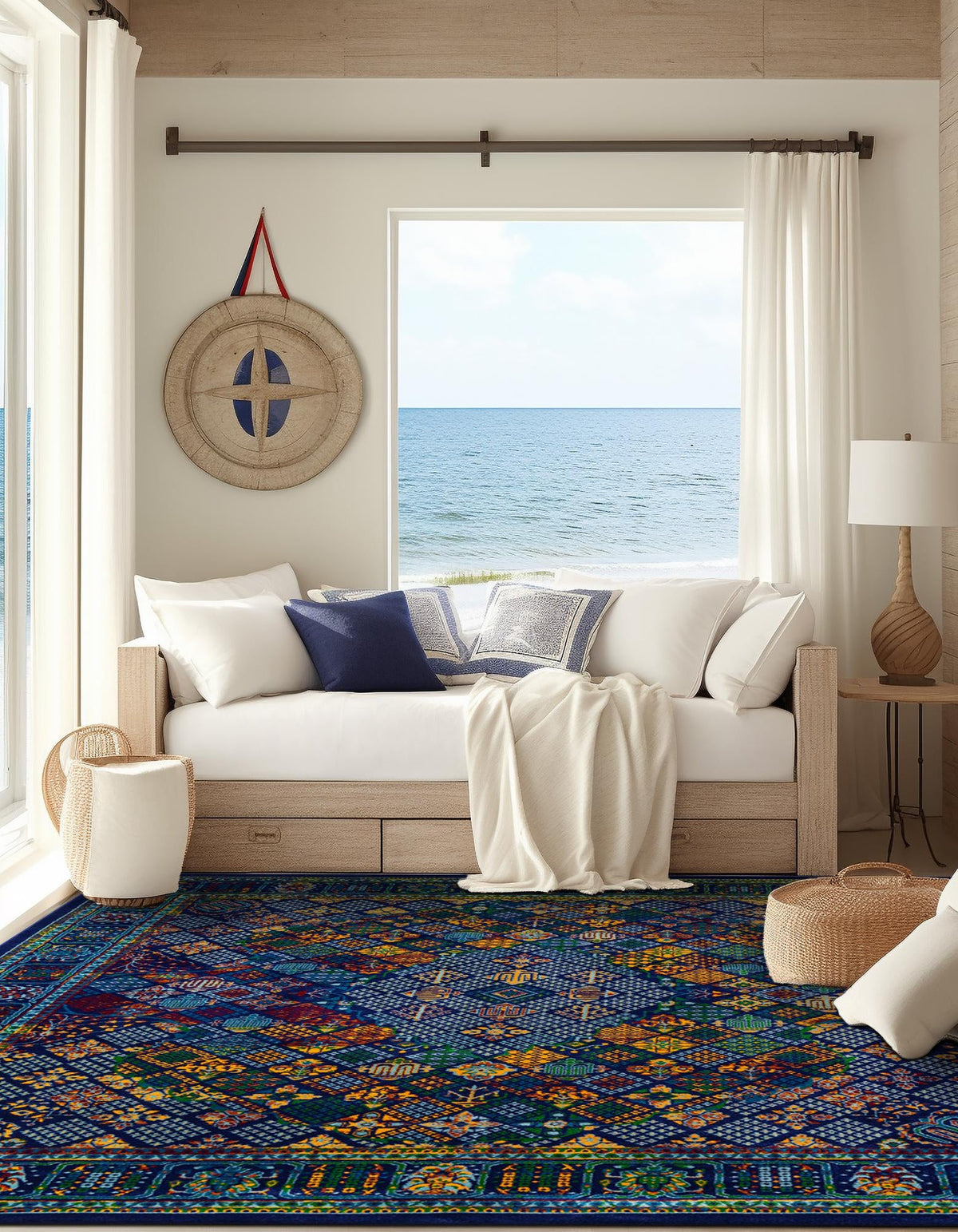 Quadratisch Teppich Calypso in Marineblau von Hadorn™ - Lifestyle Image
