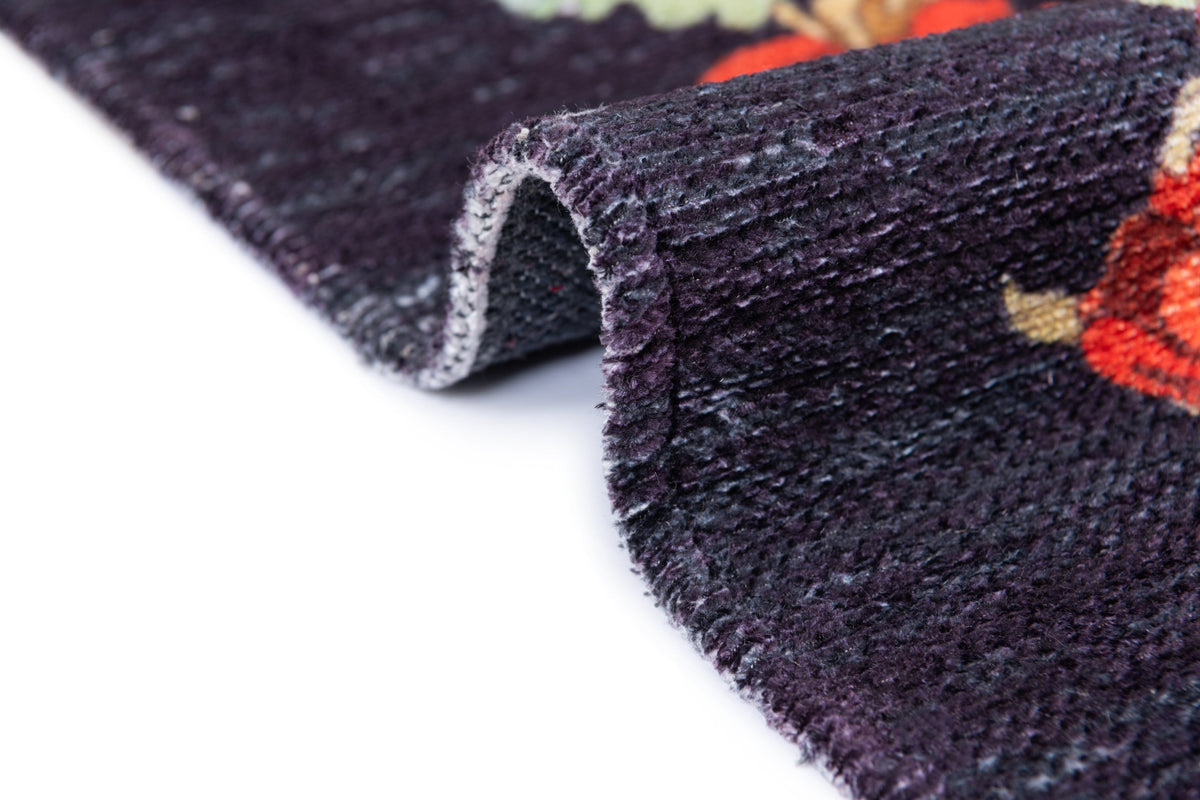 Rechteck Teppich Kriens Floret in Schwarz von Hadorn™ - Lifestyle Image