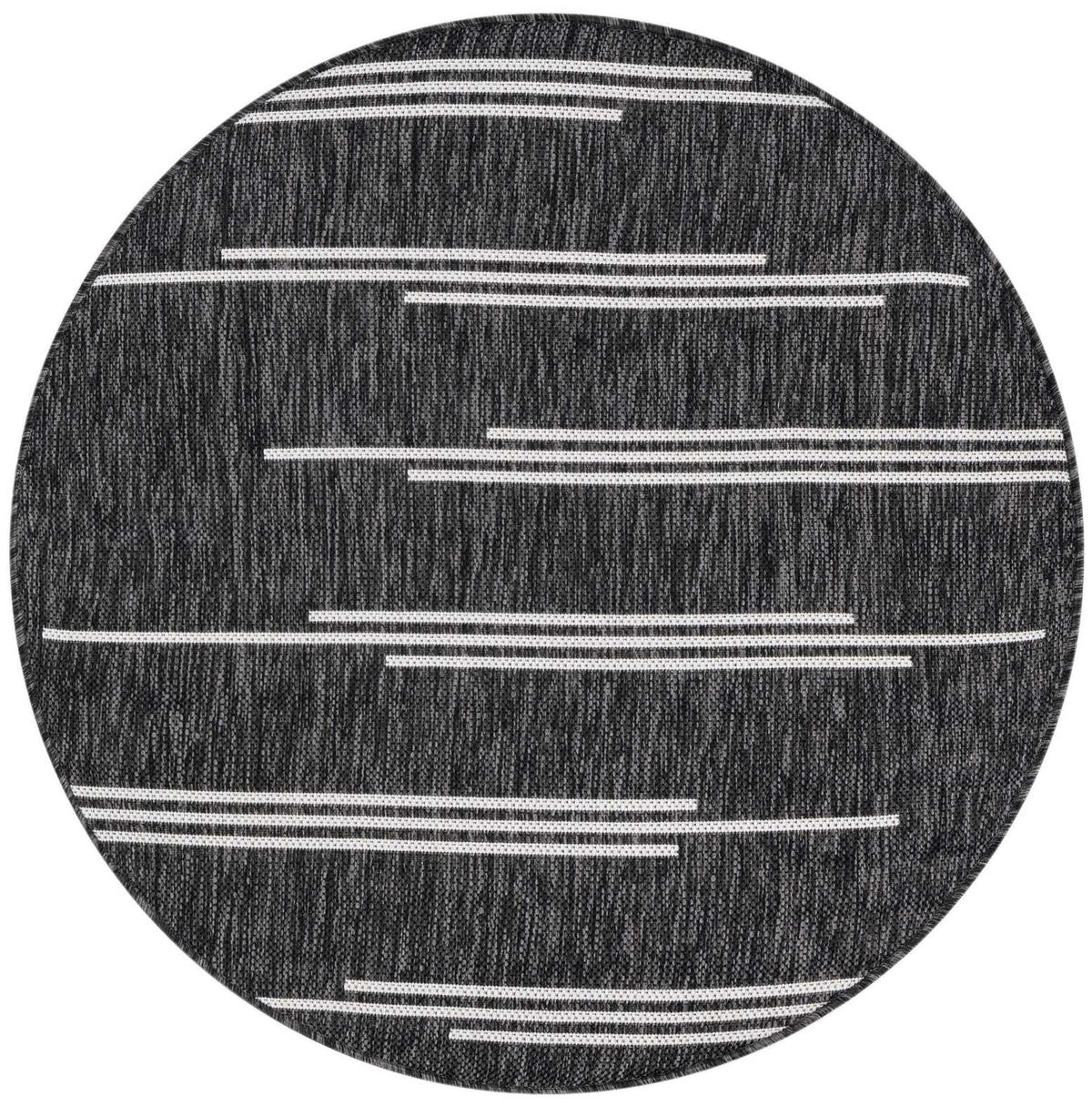 Rund Outdoor Teppich Tulum Outdoor in Schwarz und Weiss von Hadorn™ - Lifestyle Image