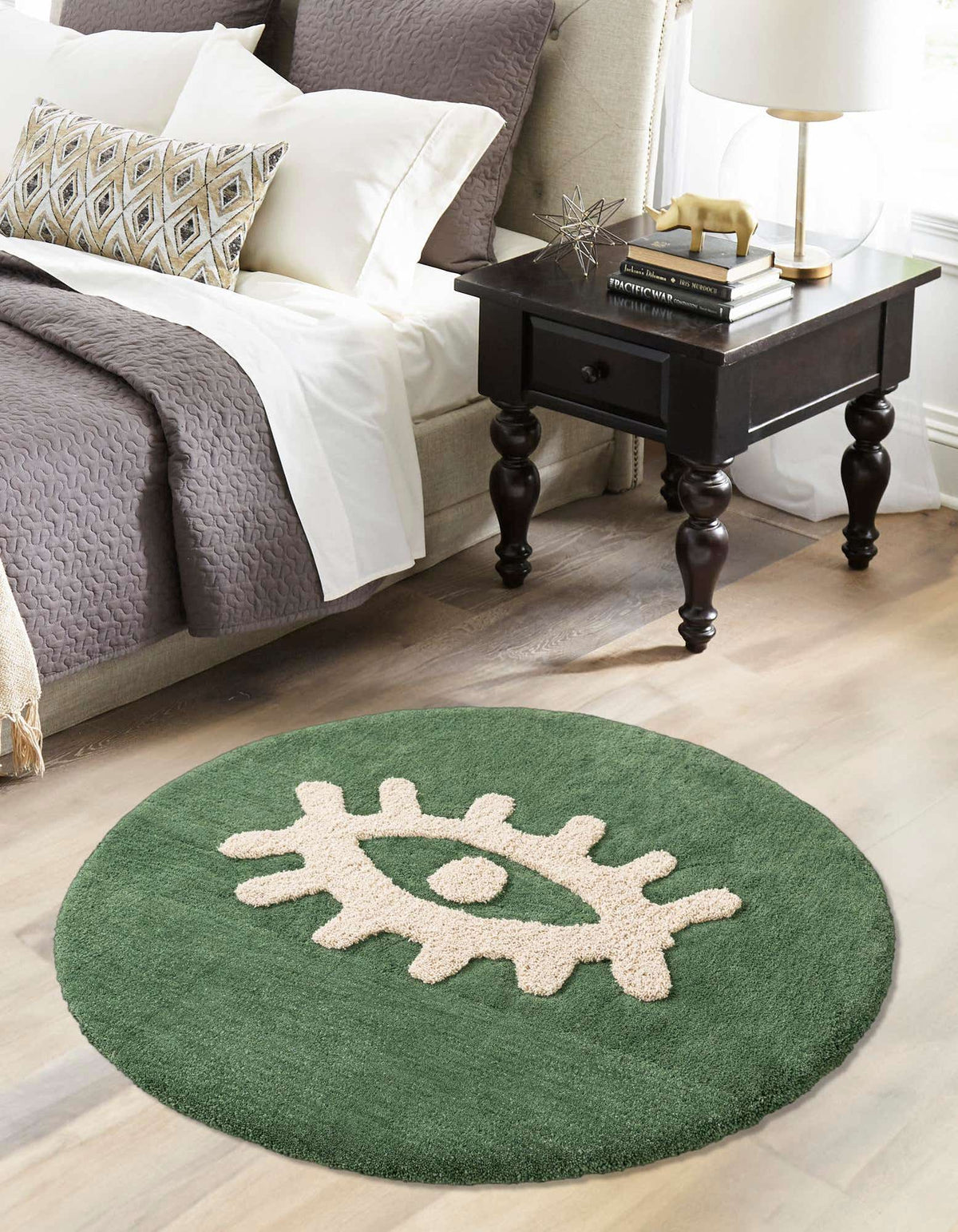 Rund Teppich AI Handgetuftet in Grün von Hadorn™ - Lifestyle Image