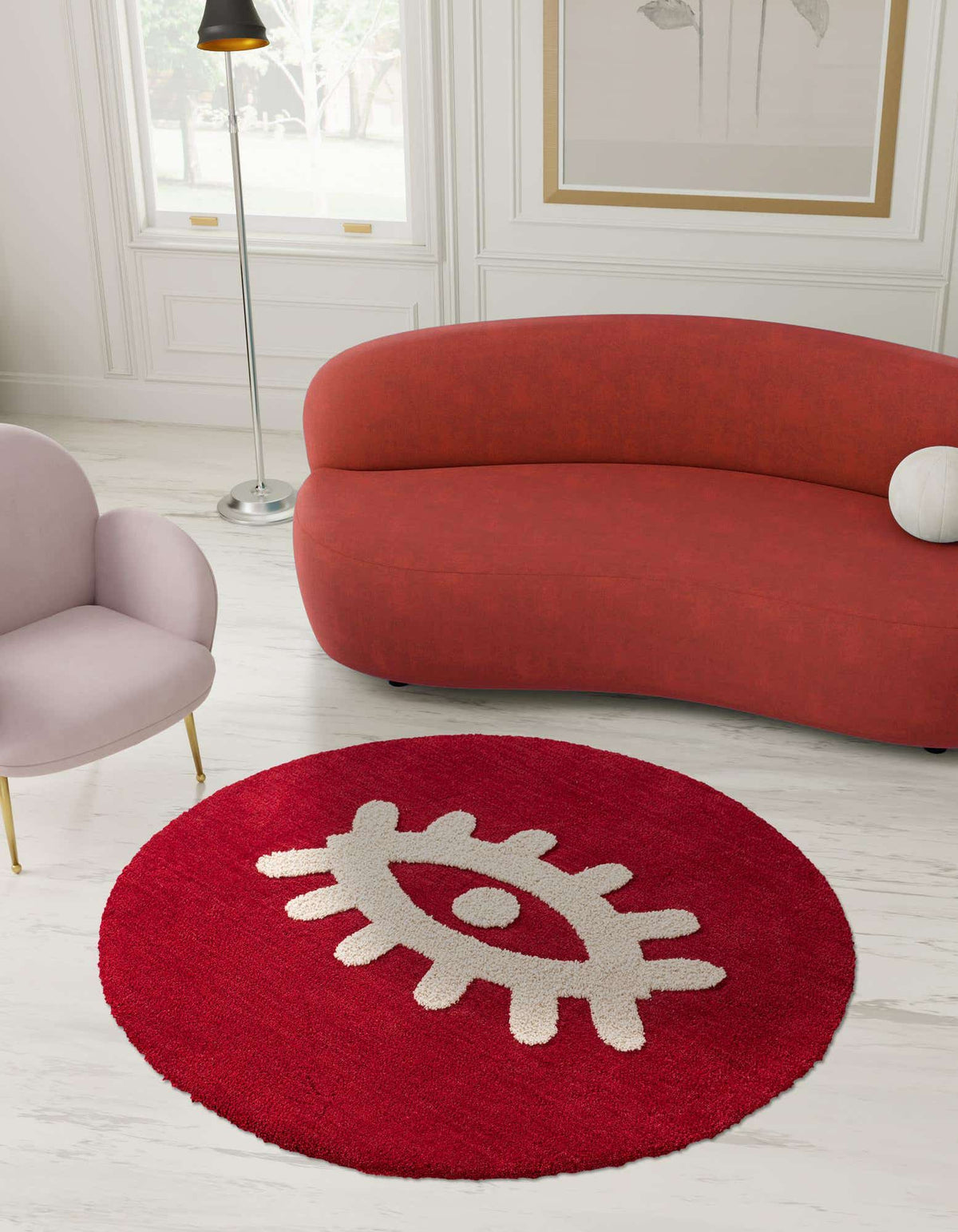 Rund Teppich AI Handgetuftet in Rot von Hadorn™ - Lifestyle Image