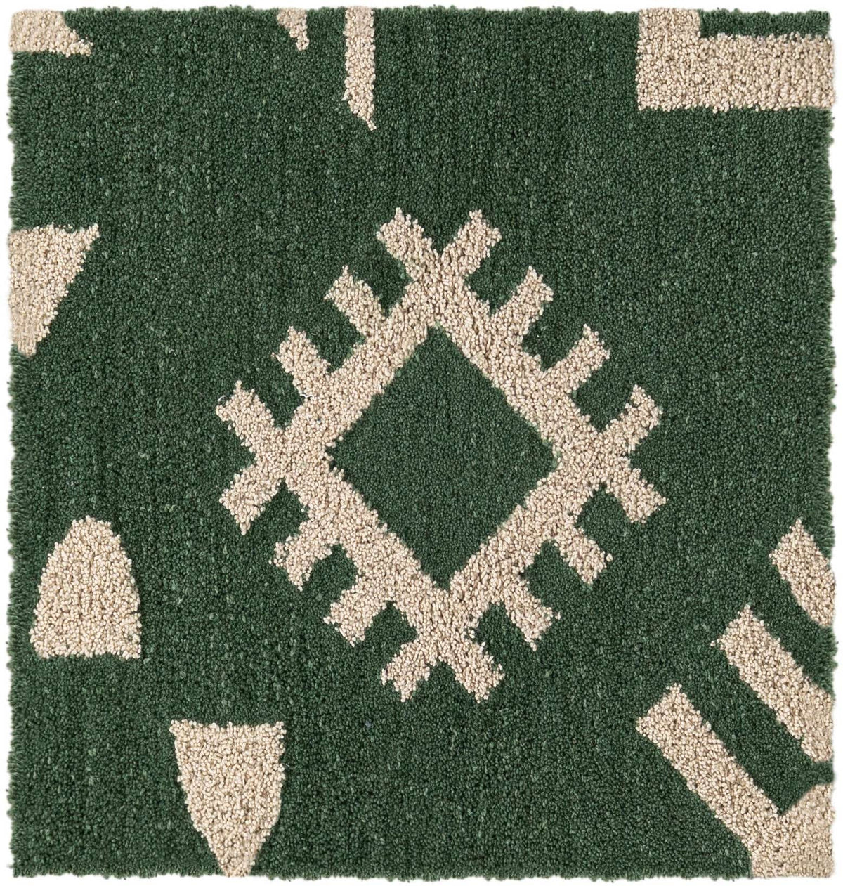 Quadratisch Teppich AI Handgetuftet in Grün und Elfenbein von Hadorn™ - Lifestyle Image