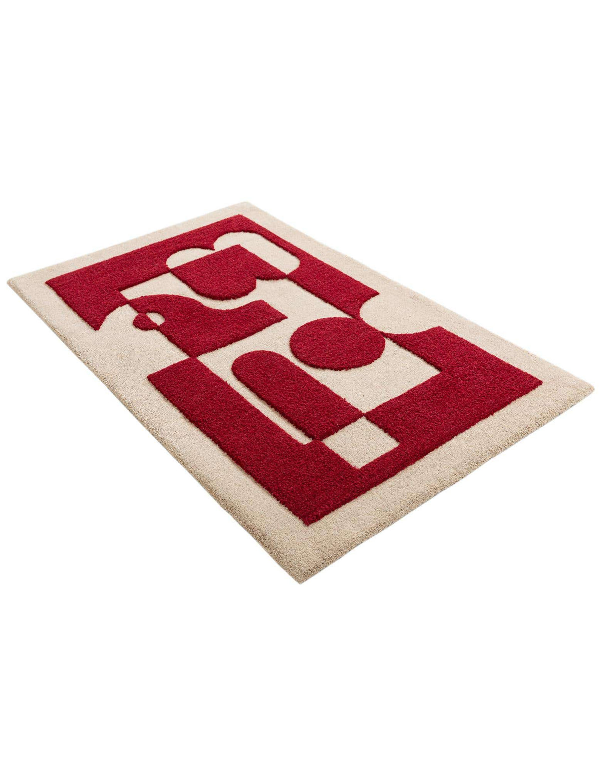 Rechteck Teppich AI Handgetuftet in Elfenbein und Rot von Hadorn™ - Lifestyle Image