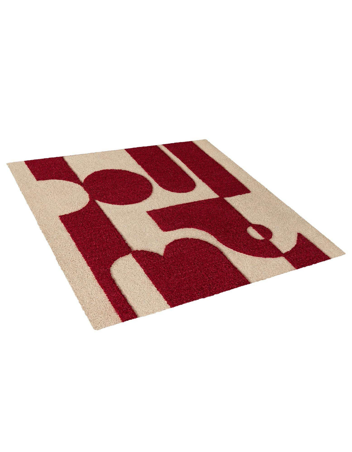 Quadratisch Teppich AI Handgetuftet in Elfenbein und Rot von Hadorn™ - Lifestyle Image
