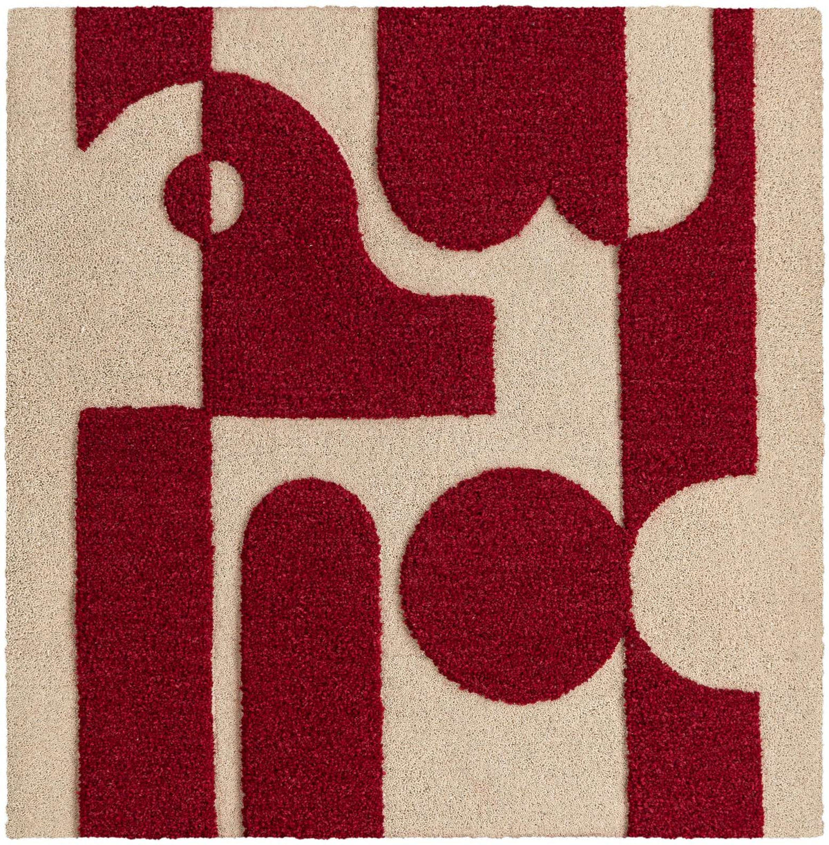 Quadratisch Teppich AI Handgetuftet in Elfenbein und Rot von Hadorn™ - Lifestyle Image