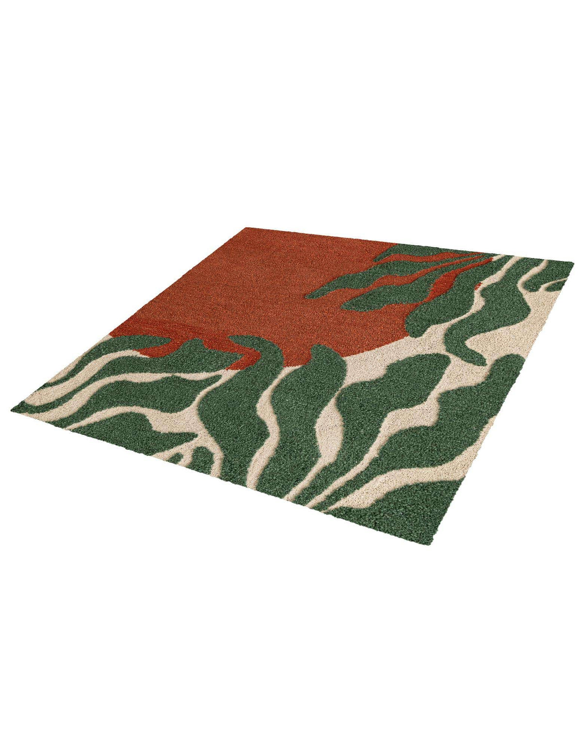 Quadratisch Teppich AI Handgetuftet in Orange und Grün von Hadorn™ - Lifestyle Image