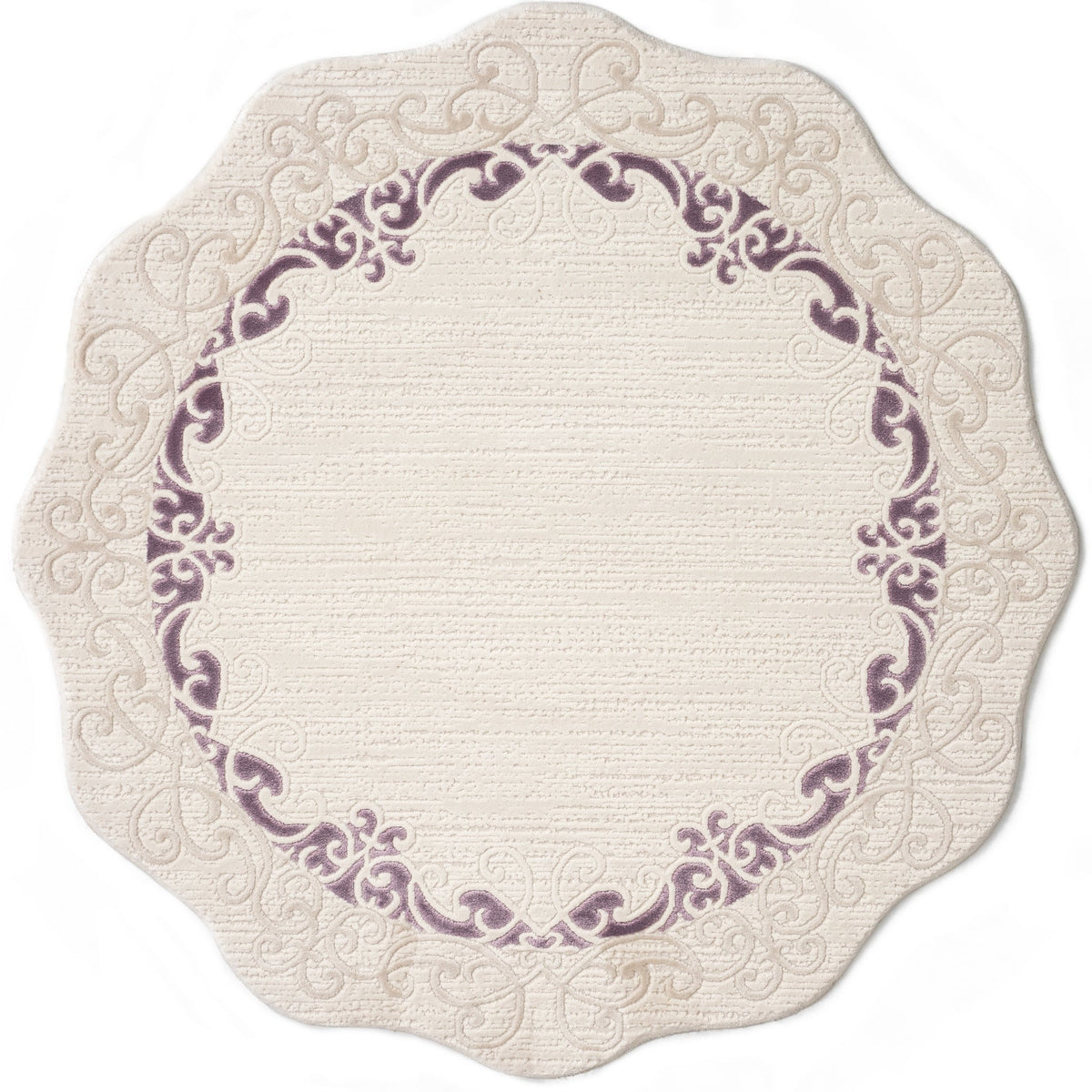 Rund Teppich Royal Frame in Creme von Hadorn™ - Lifestyle Image