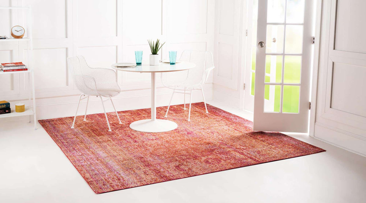 Quadratisch Teppich Aqua in Rot von Hadorn™ - Lifestyle Image