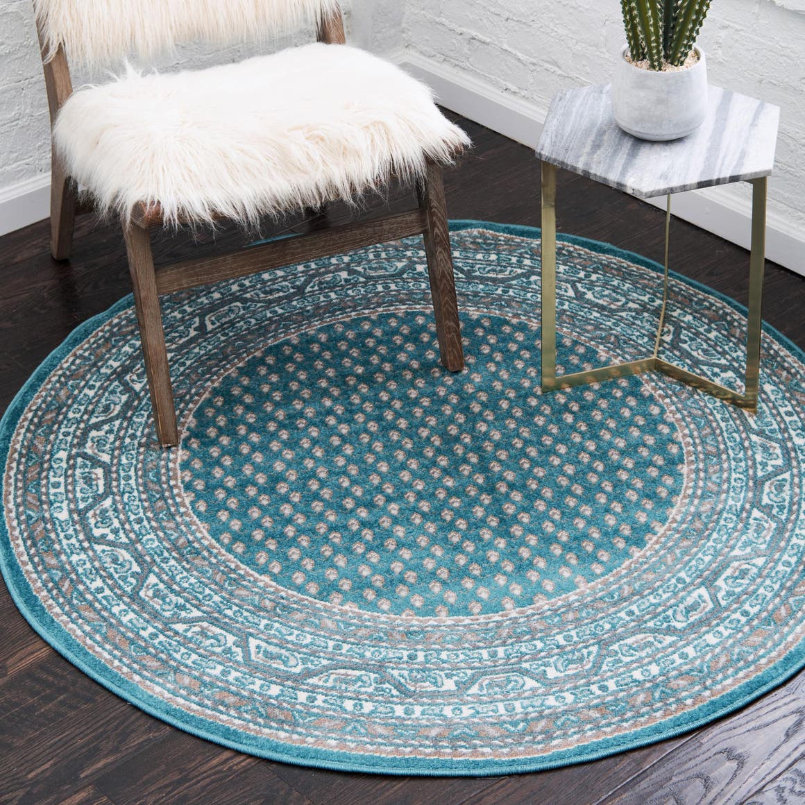 Rund Teppich Tribeca in Türkis von Hadorn™ - Lifestyle Image