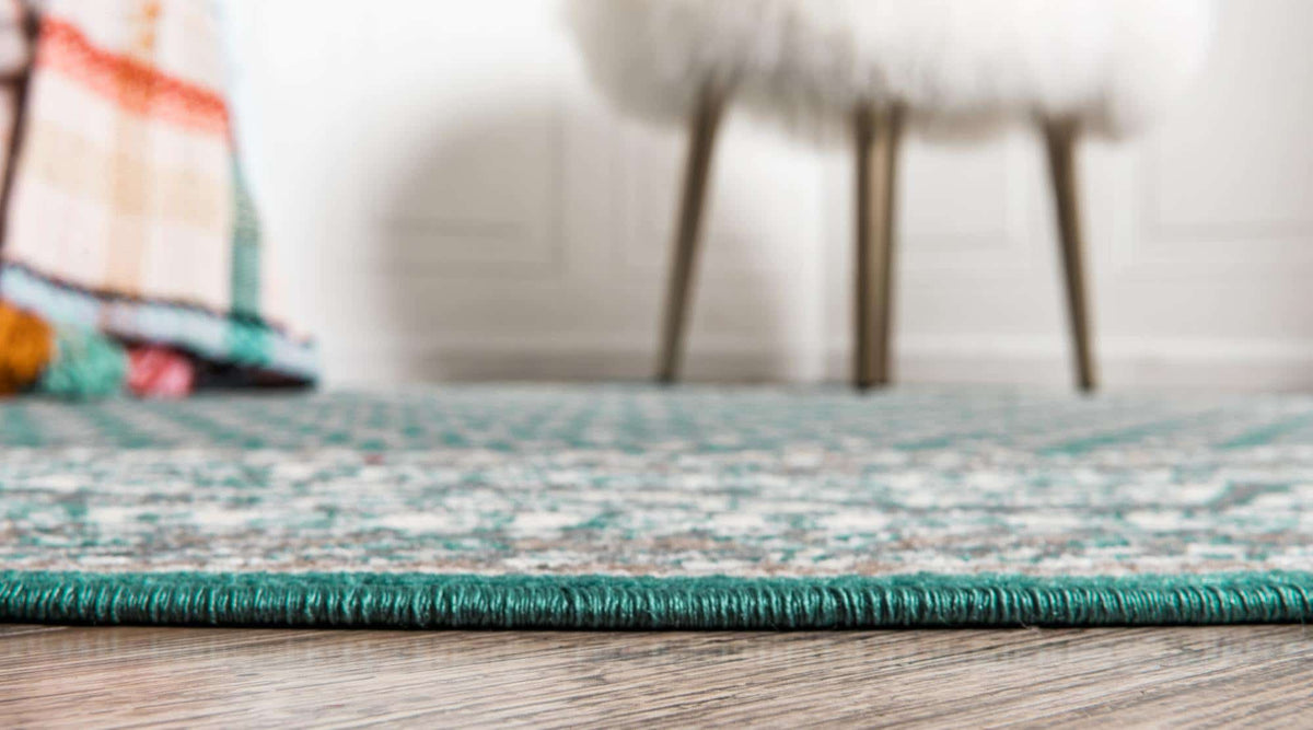 Rund Teppich Tribeca in Türkis von Hadorn™ - Lifestyle Image