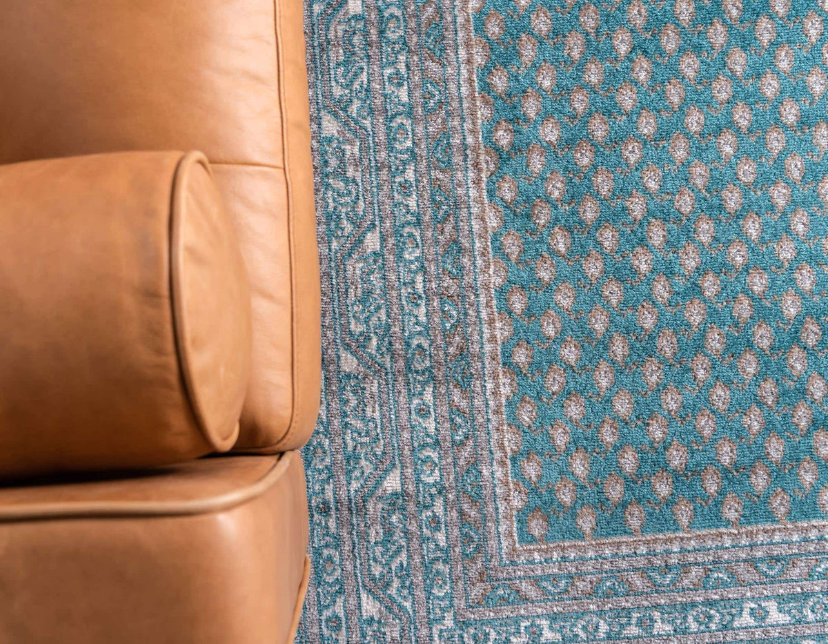 Rund Teppich Tribeca in Türkis von Hadorn™ - Lifestyle Image