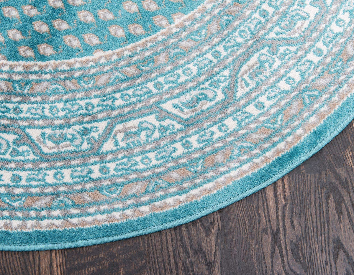 Rund Teppich Tribeca in Türkis von Hadorn™ - Lifestyle Image