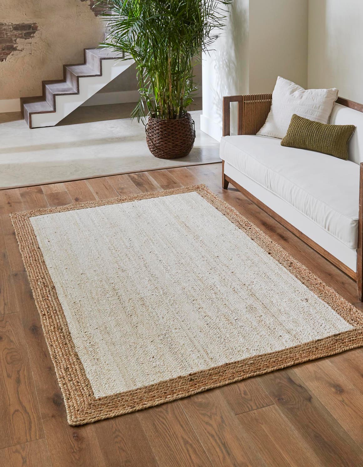 Rechteck Teppich Braided Jute in Weiss von Hadorn™ - Lifestyle Image