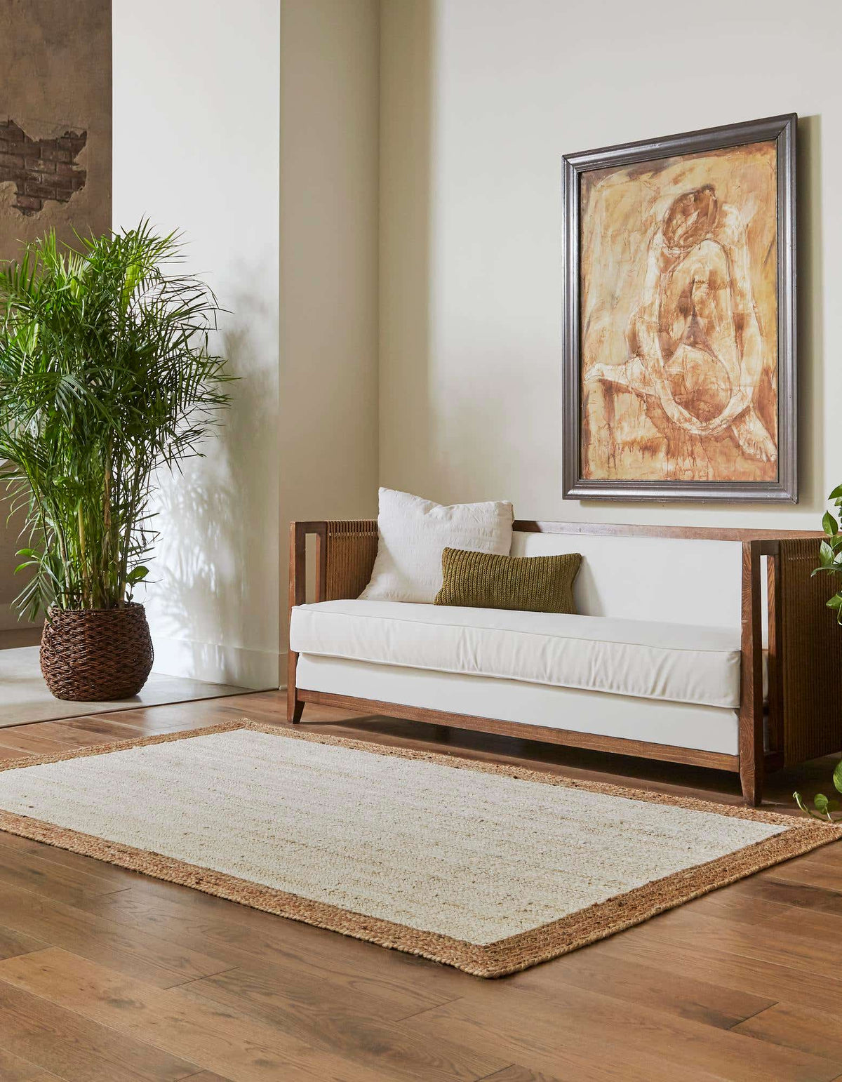 Rechteck Teppich Braided Jute in Weiss von Hadorn™ - Lifestyle Image