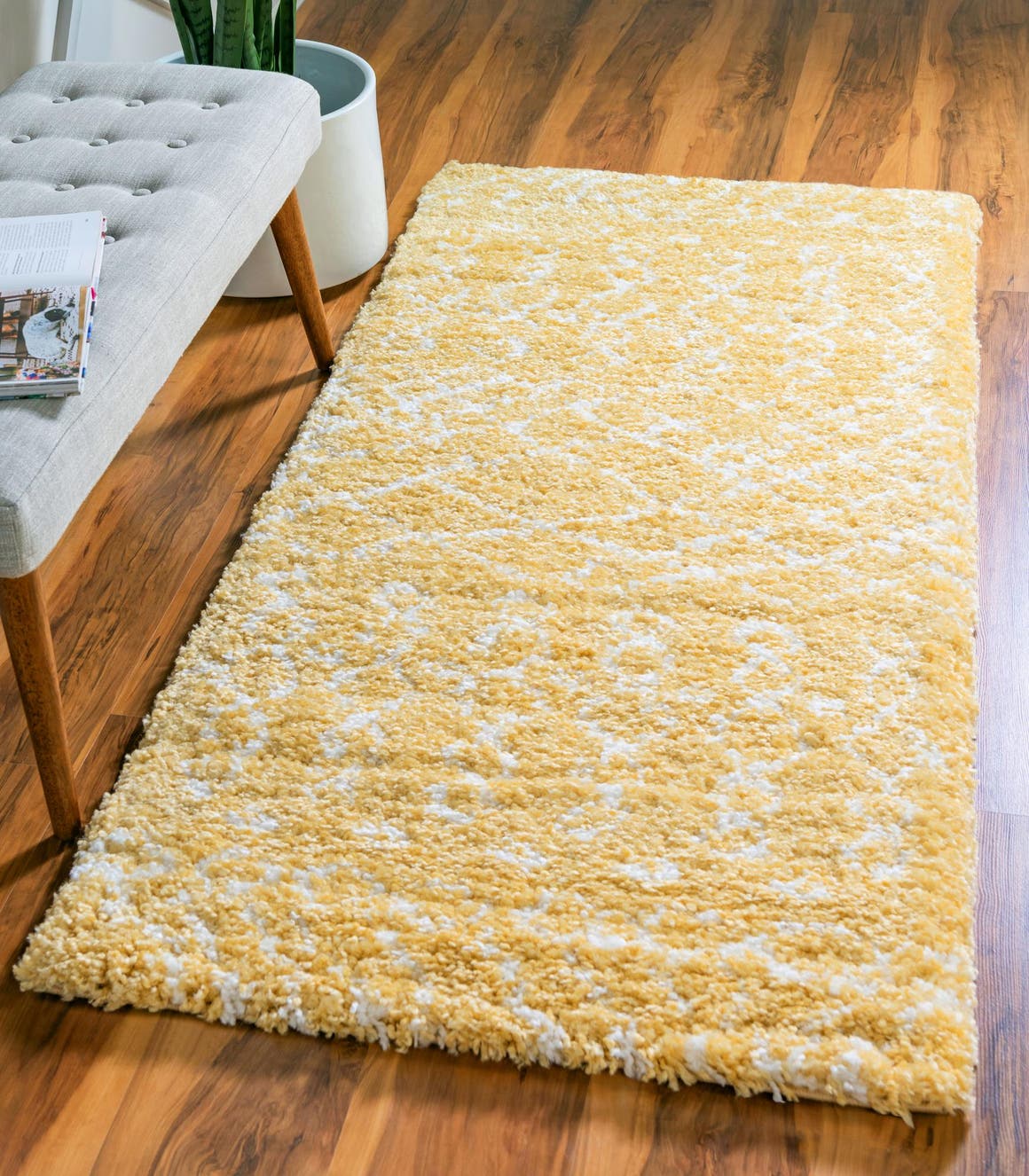 Läufer Hochflorteppich Marrakesh Shag in Gelb von Hadorn™ - Lifestyle Image