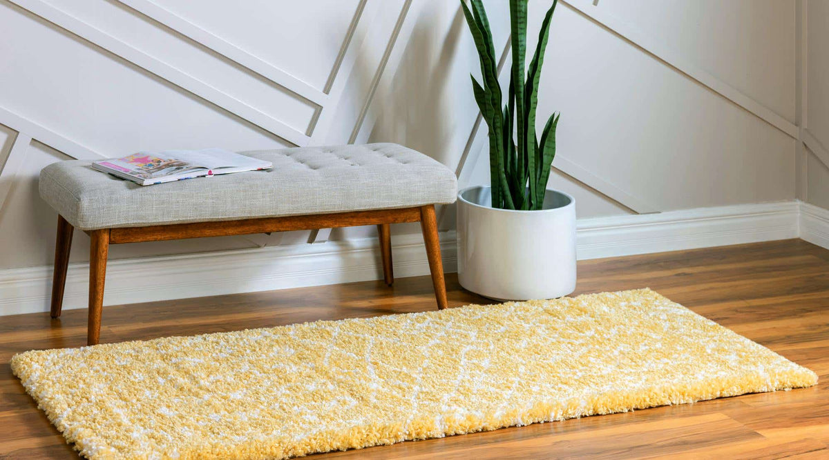 Läufer Hochflorteppich Marrakesh Shag in Gelb von Hadorn™ - Lifestyle Image