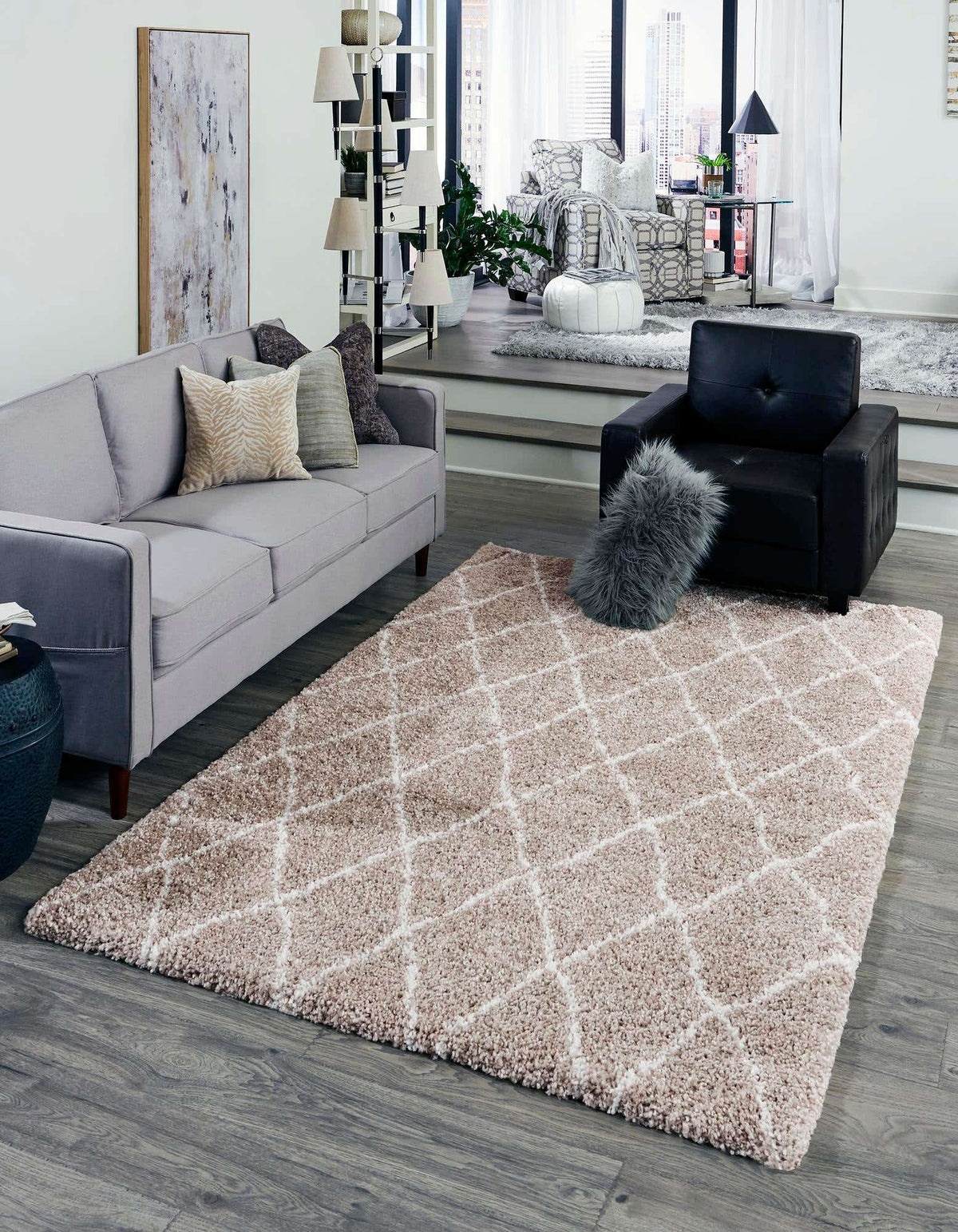 Rechteck Hochflorteppich Marrakesh Shag in Dunkelgrau von Hadorn™ - Lifestyle Image