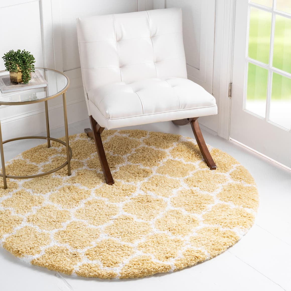 Rund Hochflorteppich Marrakesh Shag in Gelb von Hadorn™ - Lifestyle Image