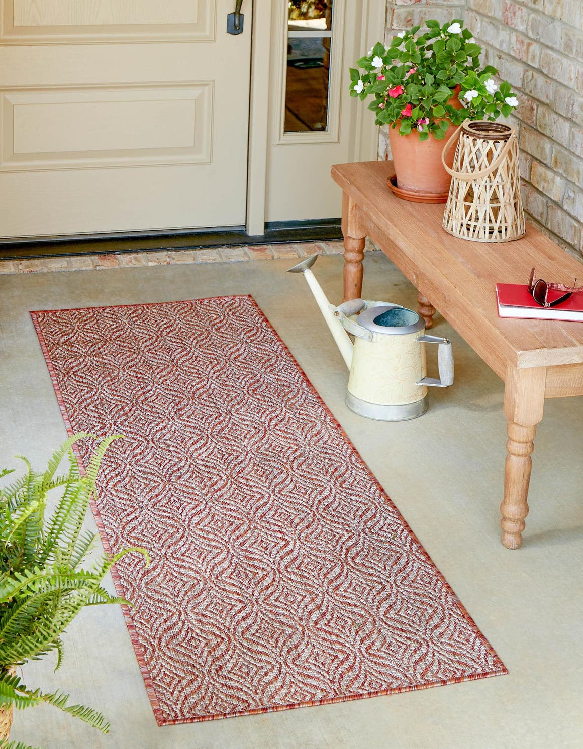 Läufer Outdoor Teppich Outdoor Trellis in Rostrot von Hadorn™ - Lifestyle Image