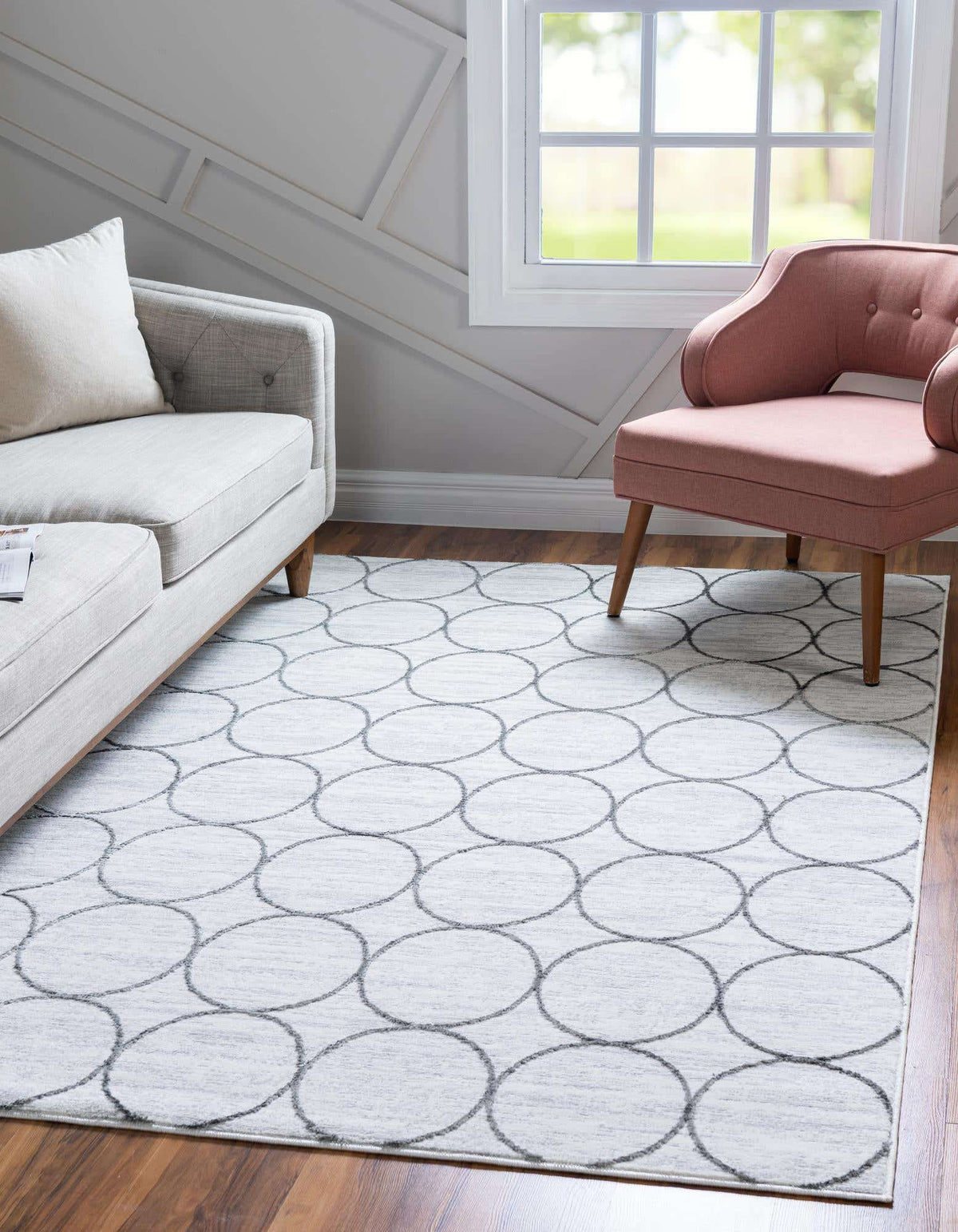 Rechteck Teppich Lattice Trellis in Weiss von Hadorn™ - Lifestyle Image