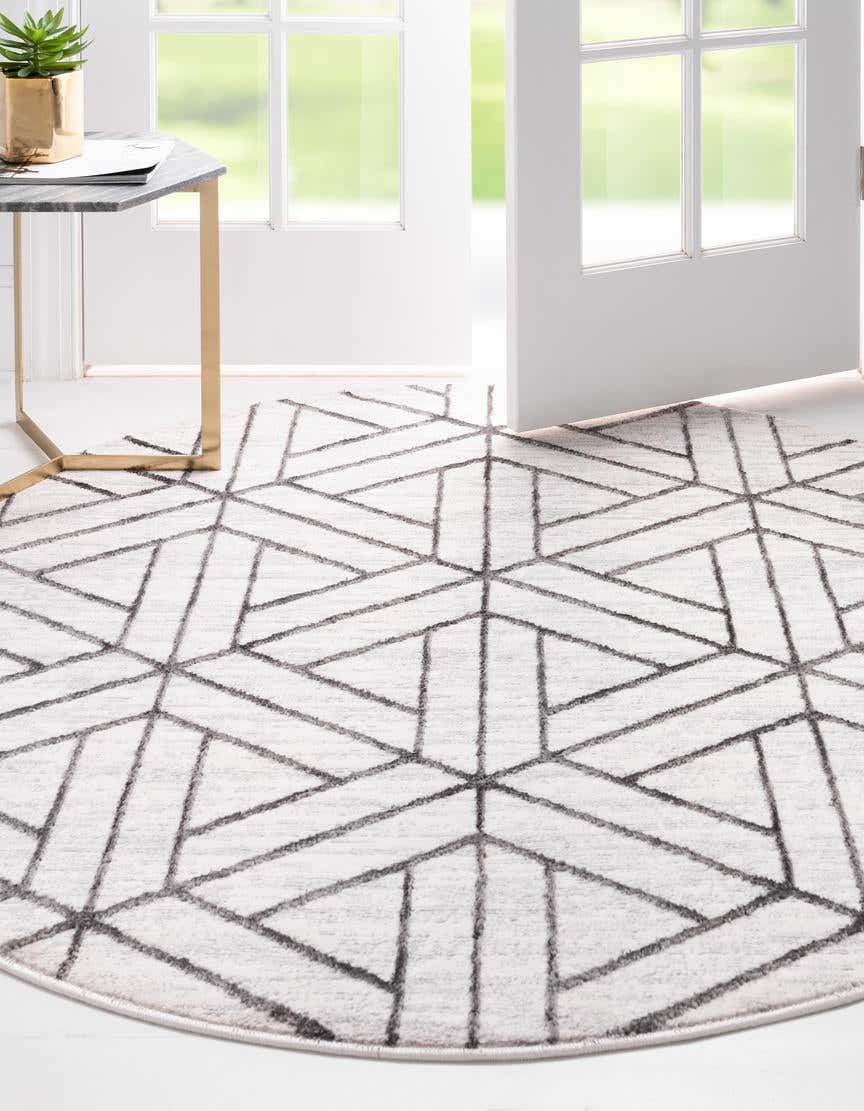 Rund Teppich Lattice Trellis in Weiss von Hadorn™ - Lifestyle Image