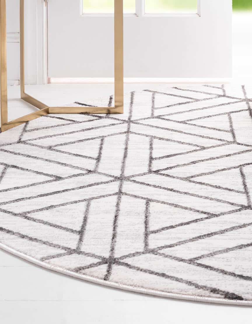 Rund Teppich Lattice Trellis in Weiss von Hadorn™ - Lifestyle Image