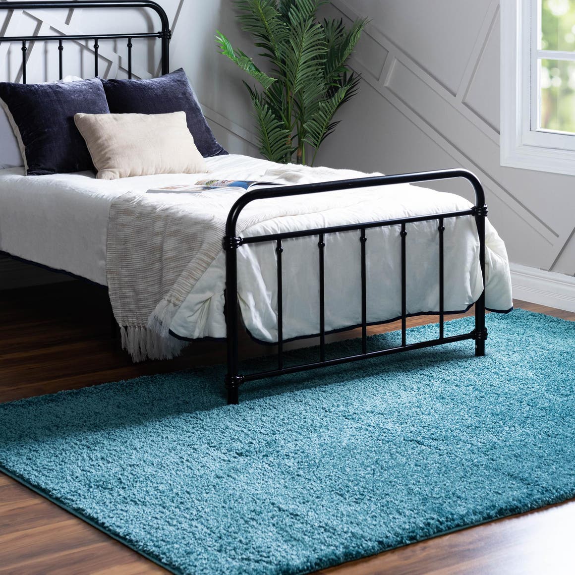 Rechteck Hochflorteppich Soft Solid Shag in Türkis von Hadorn™ - Lifestyle Image