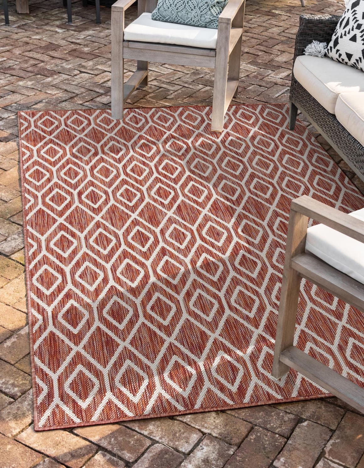 Rechteck Outdoor Teppich Jill Zarin Outdoor in Rostrot von Hadorn™ - Lifestyle Image