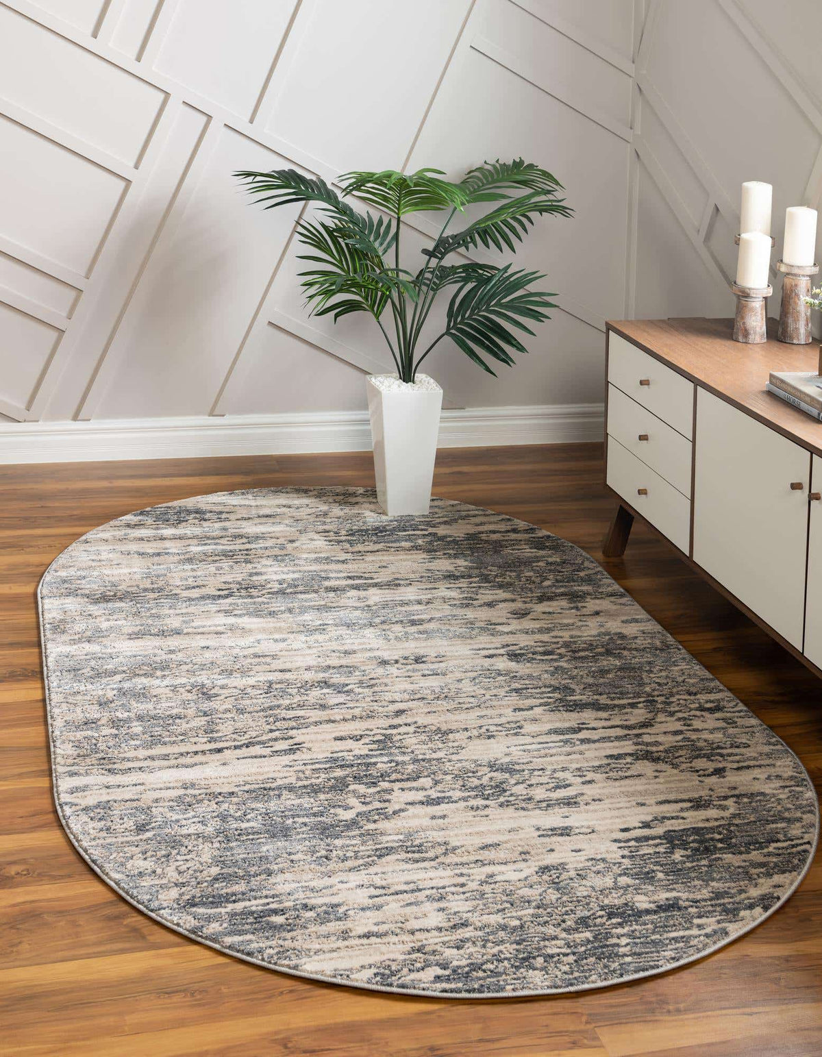 Oval Teppich Oasis in Grau von Hadorn™ - Lifestyle Image
