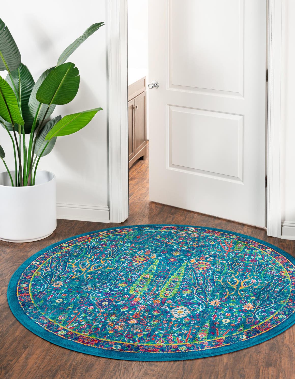 Rund Teppich Calypso in Marineblau von Hadorn™ - Lifestyle Image