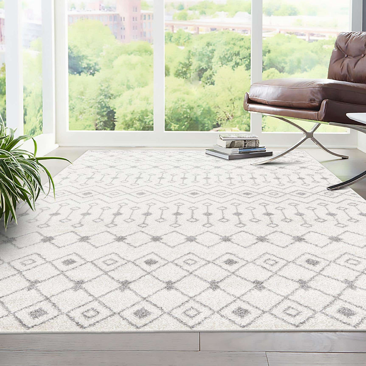 Rechteck Teppich Moroccan Trellis in Elfenbein und grau von Hadorn™ - Lifestyle Image