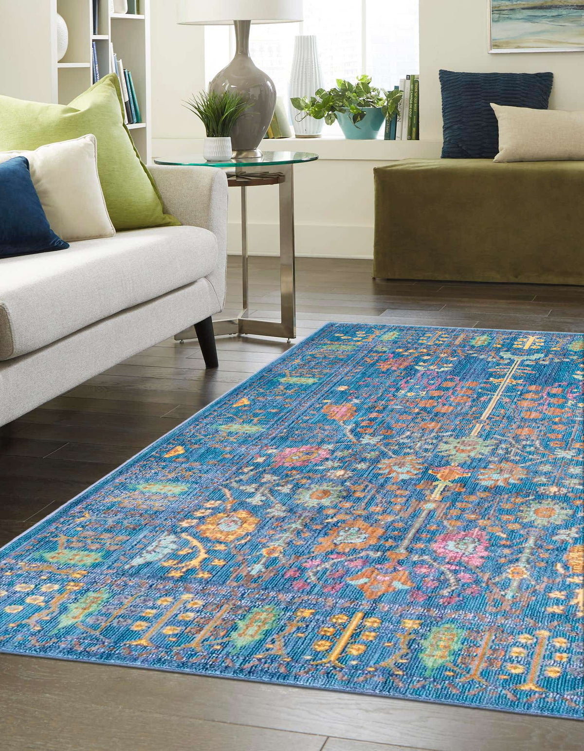 Rechteck Teppich Aqua in Türkis von Hadorn™ - Lifestyle Image