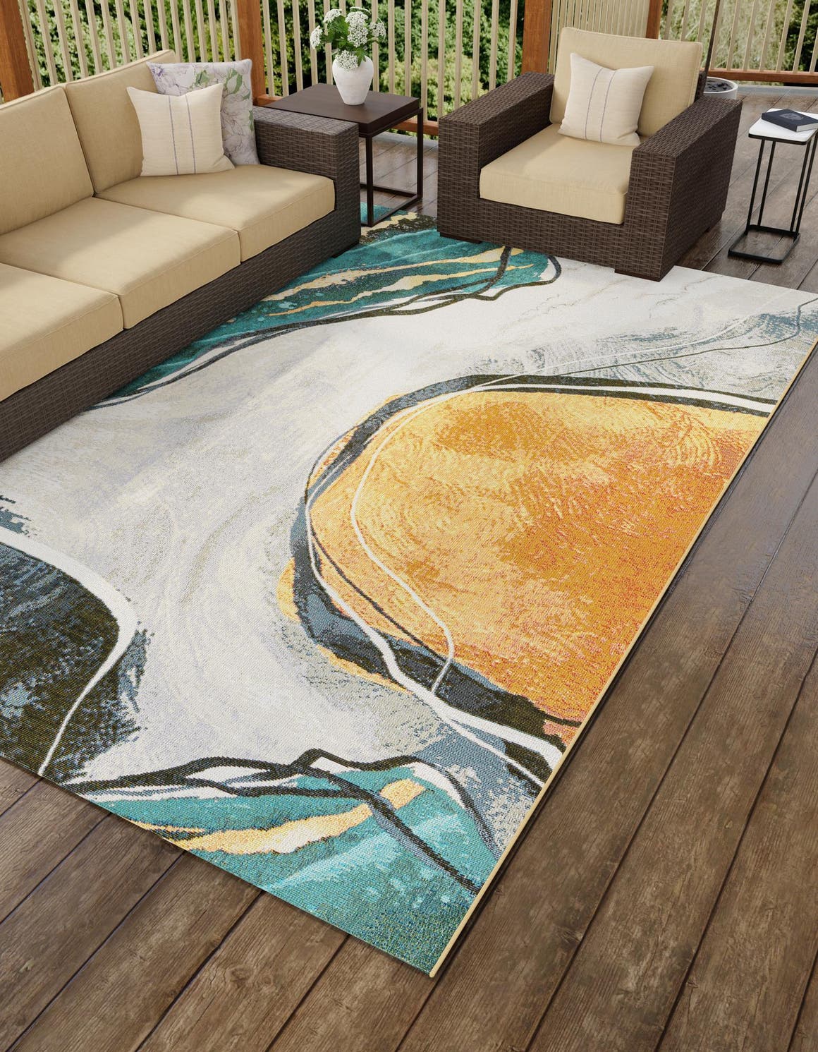 Rechteck Outdoor Teppich Outdoor Modern in Mehrfarbig von Hadorn™ - Lifestyle Image